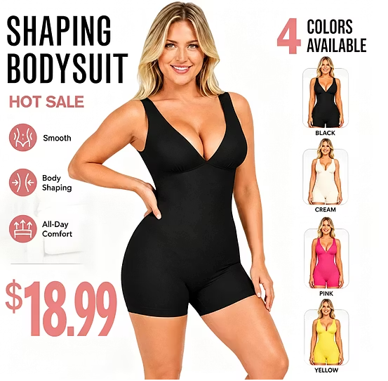 Deep V Sculpt Bodycon Stretch Shorts Jumpsuit